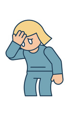 Obraz premium Stylized character making a facepalm gesture with simple shapes and bold flat colors on a white background, frustration and failure concept