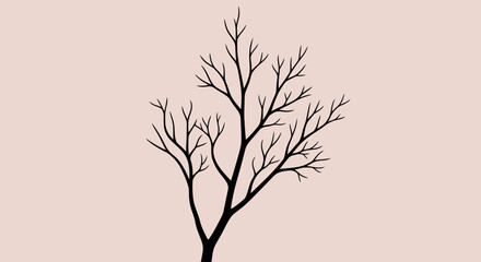 Fototapeta premium Bare Tree Silhouette Illustration with Copy Space