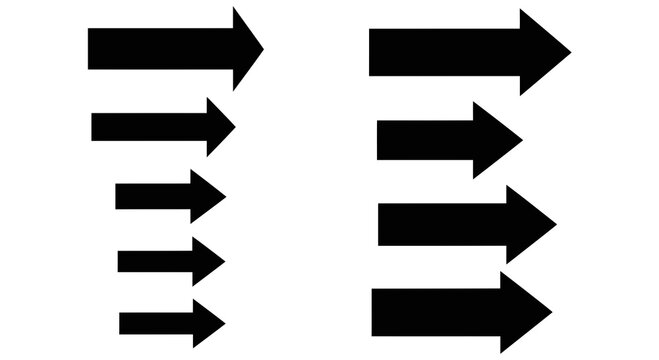 Black arrows graphic illustration with copy space, concept of direction and progress