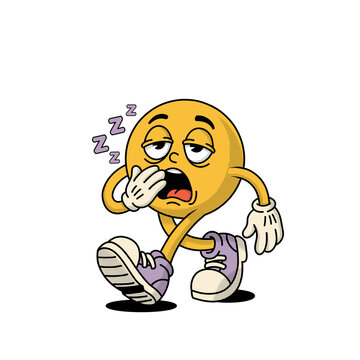 Need Sleep Tired Smiley &ndash; Funny Relatable Retro Cartoon