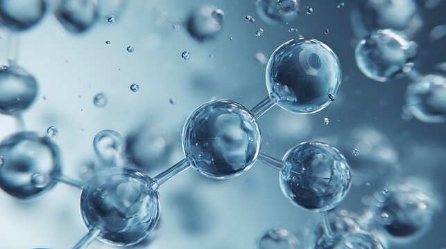 Abstract 3D scene showing radiant capsules with serum droplets, highlighting hydration, glow, and molecular skincare science in a premium cosmetic setting.