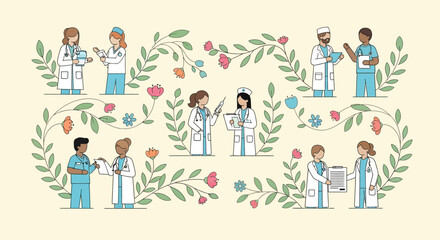 Fototapeta premium Medical Professionals in Garden Setting.
