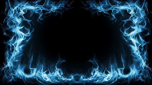 A background with blue flames burning along the left and right sides of the screen.