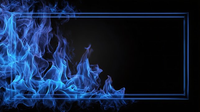 A background with blue flames burning along the left and right sides of the screen.