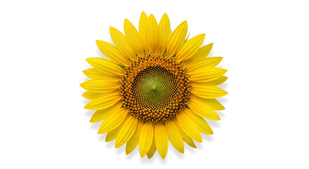 Fototapeta premium Close-up of a bright yellow sunflower on a white background