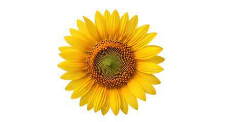 Fototapeta premium Close-up of another bright yellow sunflower on a white background