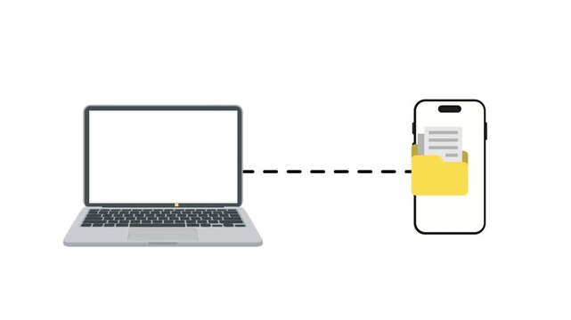 explanation video cartoon animation Transfer FIle Data laptop and phone, Internet, Device Sharing 2d animation, data cloud sharing