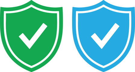 Green and blue shield with white checkmarks © Vexora