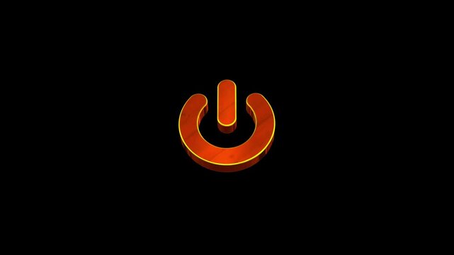 3D power button icon video animation. Lighting 3D power button turning on and off video animation. 3D Power Switch symbol animation. Power switch and button icon motion on black background