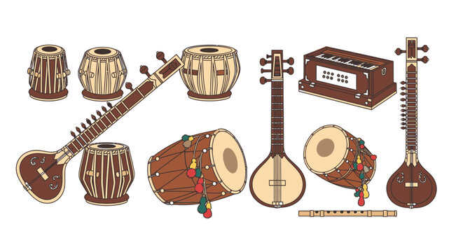 Traditional Indian musical instruments collection