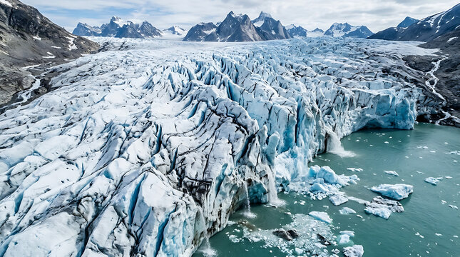 Dramatic aerial view of mendenhall glacier alaska's icy wilderness
