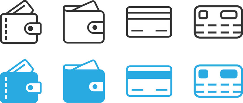 Finance and Payment Icon Set &ndash; Banking, Money, Transaction, Wallet, Credit Card Outline Vector Icons Collection