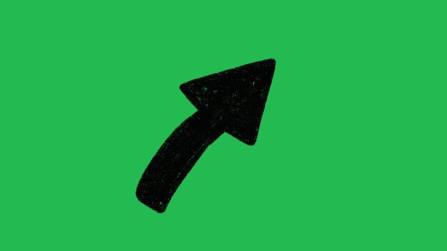 Hand-Drawn Black Arrow Pointer | 2D Animated Directional Symbol on green screen | Playful Doodle Navigation Icon hand drawn animation