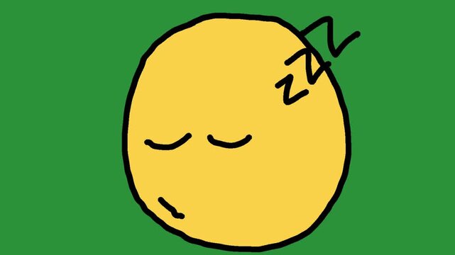 Hand-Drawn Sleeping Emoji Face Shapes | 2D Animated Tired Expression on green screen | Playful Doodle Sleepy Emoticon hand drawn animation 