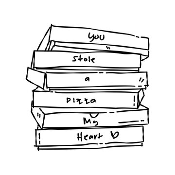 stack of pizza boxes