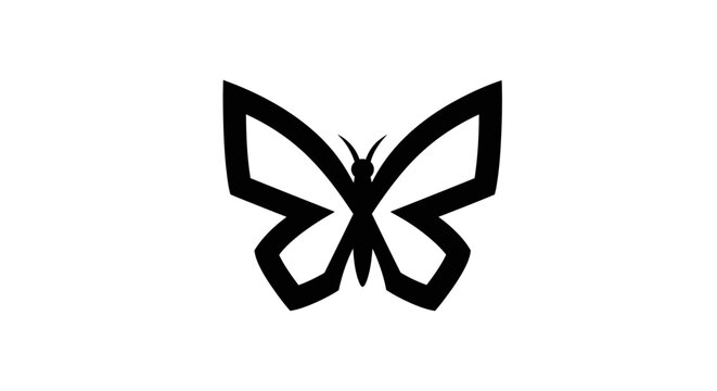 Black Butterfly Icon Graphic Design Element.