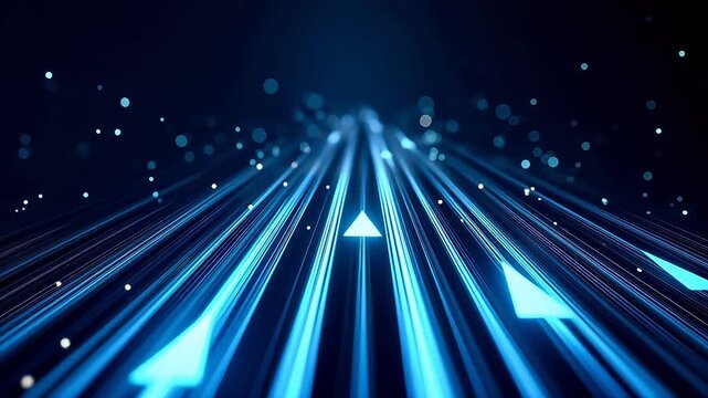 Blue light beams with arrows