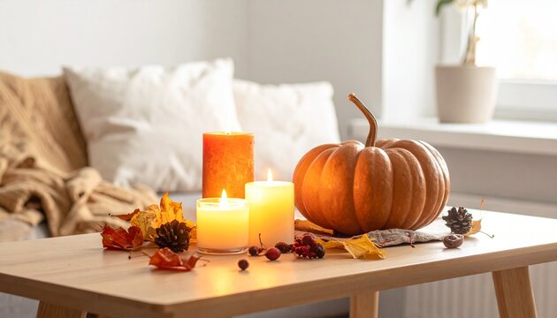 Herbst Deko f&uuml;r Innenr&auml;ume gem&uuml;tlich arrangiert