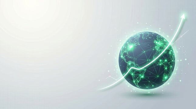 Futuristic Globe Design with Upward Trend and Light Effects