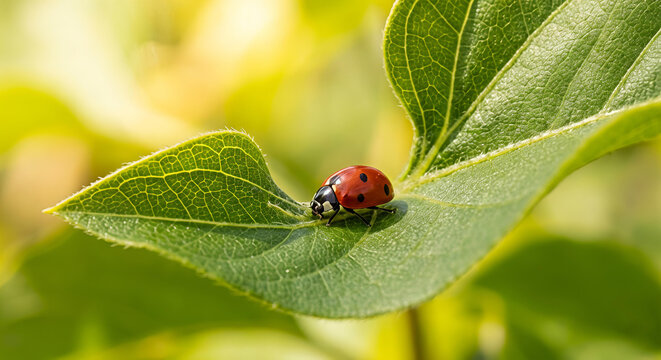 ladybug on green leaf