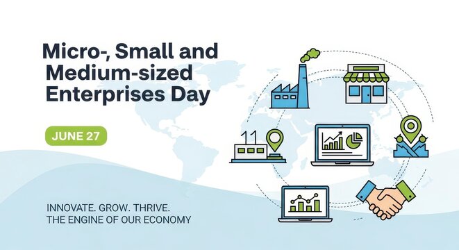 Micro, small and medium enterprises celebration infographic icons
