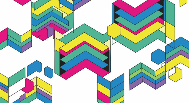 Colorful geometric shapes vector pattern background