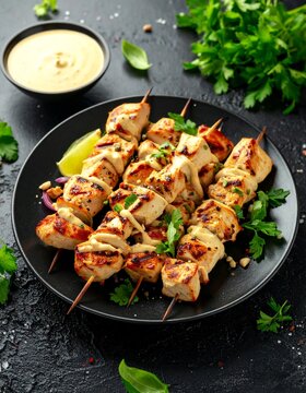 H&auml;hnchen-Spie&szlig;e mit Erdnussso&szlig;e