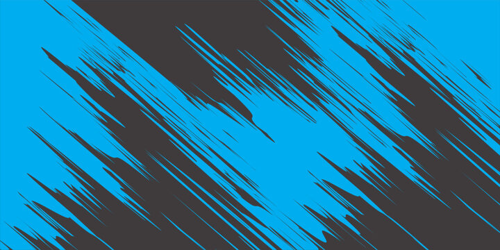 Modern abstract background featuring dynamic bright blue and dark charcoal diagonal brush strokes, creating a high-energy grunge texture with sharp splatter marks.