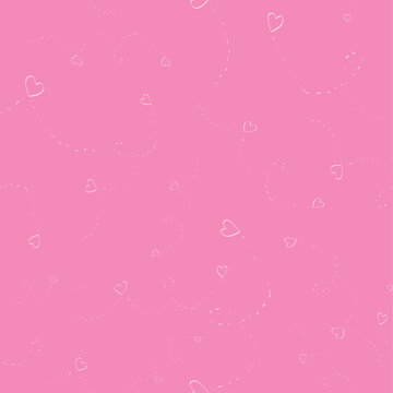 Hand drawn hearts seamless pattern romantic pink background