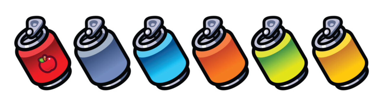 Multi-Coloured Beverage Cans with an Apple Juice Can as an example