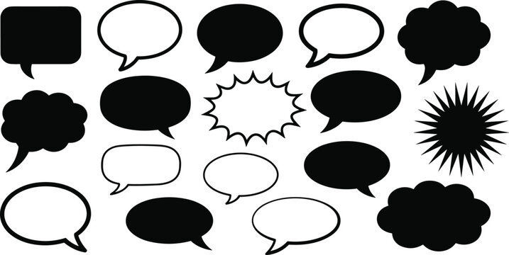Speech Bubble Collection Comic Style Chat Icons Set