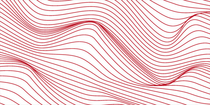 Abstract background with red line waves. White background and red linear waves. vector illustration