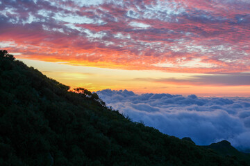 Fototapeta premium Sunset in Madeira where golden light meets the Atlantic and every moment feels like magic — nature, peace, and unforgettable views