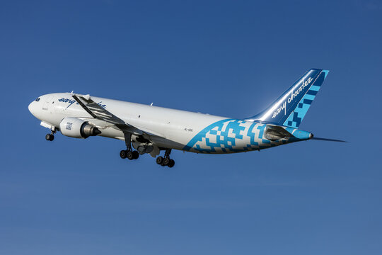 Luqa, Malta - April 27, 2026: Easy Charter Airbus A300F4-605R(F) (REG: 4L-UCK) taking off runway 13 in the morning.