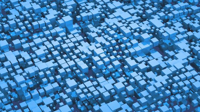Abstract background with 3d rendering  with array boxes exchanging size.  Random scale of element loopable. Light corporate background