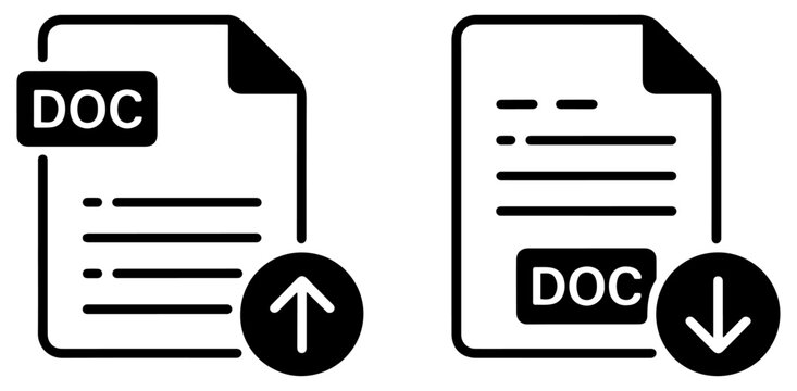 document file upload download icon set