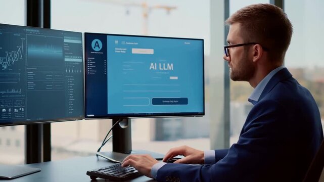 Business specialist reviews data analytics on bright interface display precise analytics reveals market trends quickly analytics supports strategic decision making processes effectively now today.