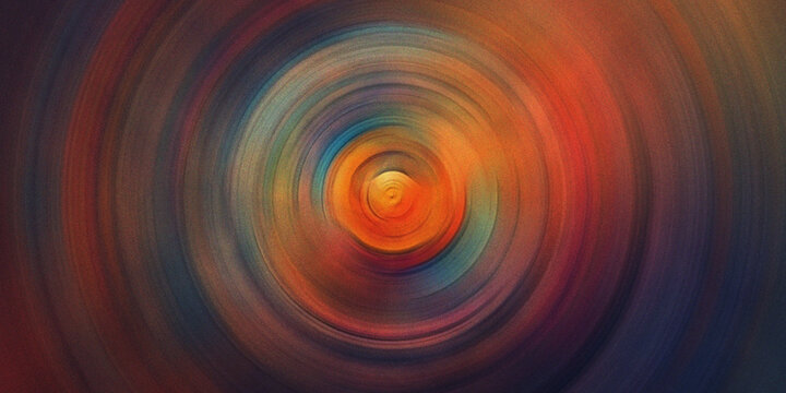 Circular motion blur background with central orange focus and dark concentric rings creating sense of speed and vortex energy.