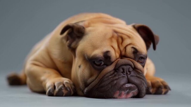 Sleepy puppy displays lethargy after play time lethargy slows down movements lethargy creates calm atmosphere lethargy clips support stress relief content.