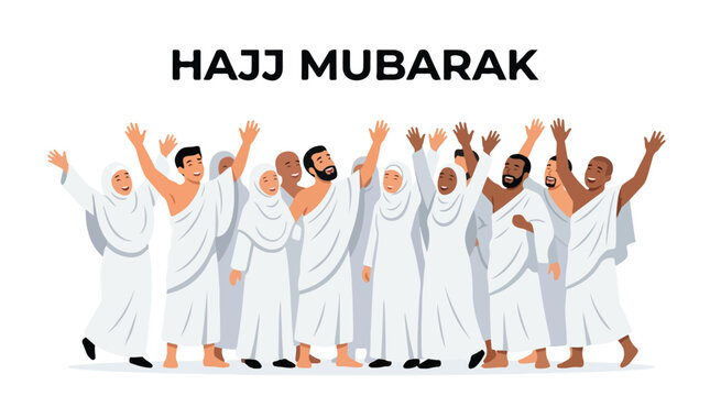 vector of a Muslim people performing the Hajj 010