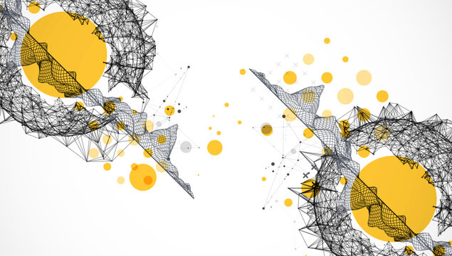 Abstract image of a wireframe sphere with a plexus effect. Science and technology creative theme. Vector.