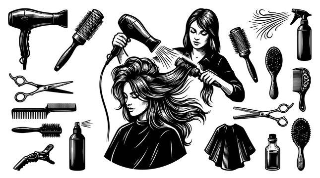 black & white hair dressing Custom Hair Salon Sign