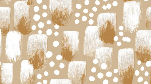 Hand drawing seamless pattern with organic brushstrokes. Abstract natural tones with rough organic brush strokes creating a seamless pattern