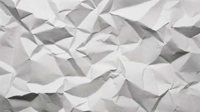 Crumpled white paper with sharp folds and shadows