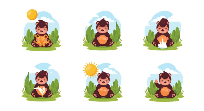 A group of cartoon chipmunks sitting.