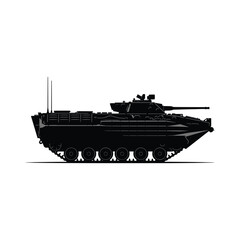 Amphibious armored fighting vehicle with turret and tracks silhouette vector illustration. © MdKhalidIbneMahbub