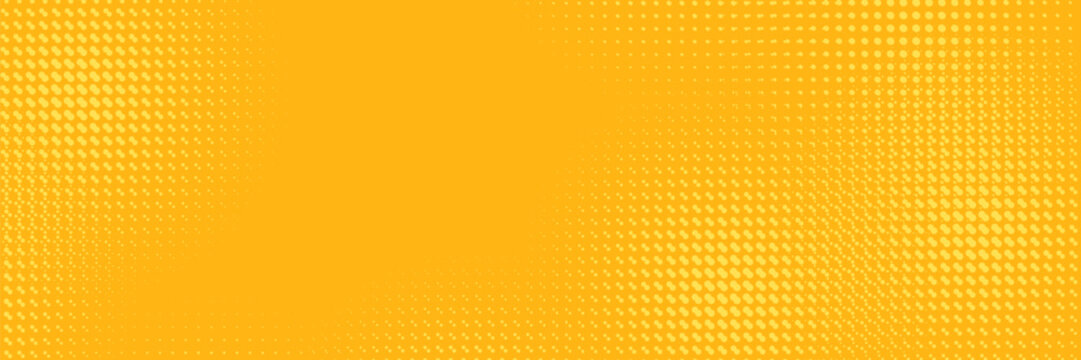 Yellow Halftone Dotted Gradient Background With Retro Comic Texture.