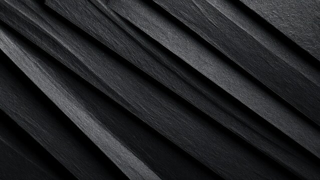 Abstract dark gray background with deep textured diagonal stripes and dramatic shadows for design.