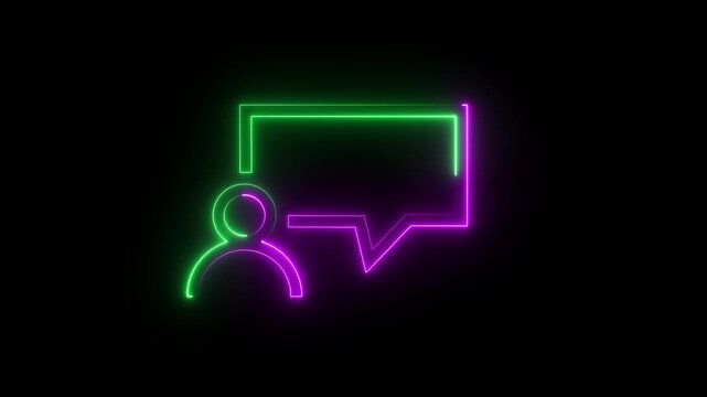 Glowing neon man icon with message icon animation. Minimalist profile notification icon. Human icon with glowing message icon.