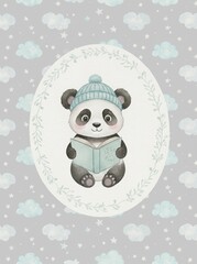Fototapeta premium Watercolor vintage nursery art bundle. Hand-drawn fox, bunny, kitten, toy car, and airplane with plaid backgrounds. Cute wall decor for kids room gallery.
